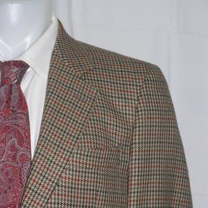 Protagonist Brown Houndstooth Cashmere Blend Two Button Sport Coat 38R